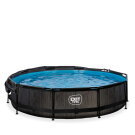 EXIT Black Wood pool ø360x76cm with filter pump and canopy - black