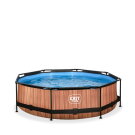 EXIT Wood pool ø300x76cm with filter pump - brown