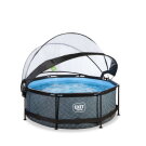 EXIT Stone pool ø244x76cm with filter pump and dome - grey