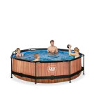 EXIT Wood pool &oslash;300x76cm with filter pump - brown