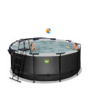 EXIT Black Leather pool ø360x122cm with sand filter pump and dome and accessory set - black
