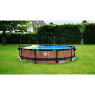 EXIT Wood pool &oslash;360x76cm with filter pump - brown