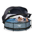 EXIT Stone pool &oslash;300x76cm with filter pump and dome and canopy - grey