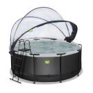 EXIT Black Leather pool &oslash;360x122cm with sand filter pump and dome and accessory set - black
