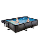 EXIT Black Wood pool 300x200x65cm with filter pump and dome and canopy - black