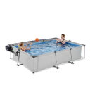 EXIT Soft Grey pool 300x200x65cm with filter pump and dome - grey