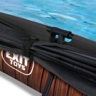 EXIT Wood pool 220x150x65cm with filter pump and canopy - brown