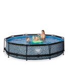 EXIT Stone pool &oslash;360x76cm with filter pump - grey