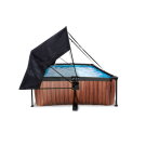 EXIT Wood pool 220x150x65cm with filter pump and canopy - brown