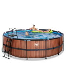 EXIT Wood pool &oslash;450x122cm with sand filter pump - brown