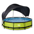 EXIT Lime pool &oslash;360x76cm with filter pump and canopy - green