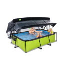 EXIT Lime pool 220x150x65cm with filter pump and dome and canopy - green