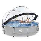 EXIT Soft Grey pool &oslash;360x76cm with filter pump and dome - grey