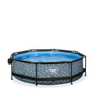 EXIT Stone pool &oslash;300x76cm with filter pump and dome and canopy - grey