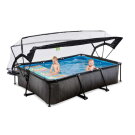 EXIT Black Wood pool 300x200x65cm with filter pump and dome - black