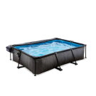 EXIT Black Wood pool 300x200x65cm with filter pump and dome - black