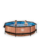EXIT Wood pool &oslash;300x76cm with filter pump and dome - brown