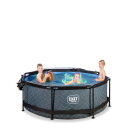 EXIT Stone pool ø244x76cm with filter pump and dome - grey