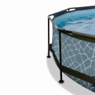 EXIT Stone pool ø360x76cm with filter pump and dome and canopy - grey