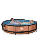 EXIT Wood pool &oslash;360x76cm with filter pump and canopy - brown