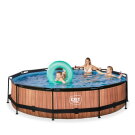 EXIT Wood pool &oslash;360x76cm with filter pump - brown