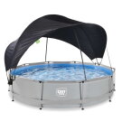 EXIT Soft Grey pool ø360x76cm with filter pump and canopy - grey