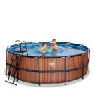 EXIT Wood pool ø427x122cm with sand filter pump - brown