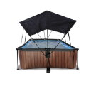 EXIT Wood pool 300x200x65cm with filter pump and canopy - brown