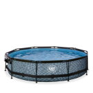 EXIT Stone pool &oslash;360x76cm with filter pump and dome - grey