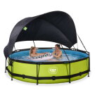 EXIT Lime pool &oslash;360x76cm with filter pump and canopy - green