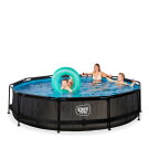 EXIT Black Wood pool &oslash;360x76cm with filter pump - black