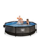 EXIT Black Wood pool &oslash;300x76cm with filter pump and dome and canopy - black