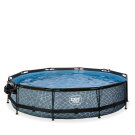 EXIT Stone pool ø360x76cm with filter pump and dome and canopy - grey