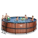EXIT Wood pool &oslash;450x122cm with filter pump - brown