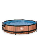 EXIT Wood pool &oslash;360x76cm with filter pump and dome - brown