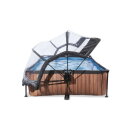 EXIT Wood pool 300x200x65cm with filter pump and dome - brown