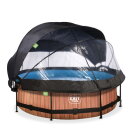 EXIT Wood pool &oslash;300x76cm with filter pump and dome and canopy - brown