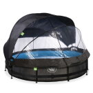 EXIT Black Wood pool &oslash;360x76cm with filter pump and dome and canopy - black