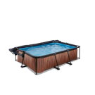 EXIT Wood pool 220x150x65cm with filter pump and dome and canopy - brown