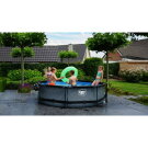 EXIT Black Wood pool &oslash;300x76cm with filter pump and dome - black