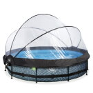 EXIT Stone pool ø360x76cm with filter pump and dome and canopy - grey