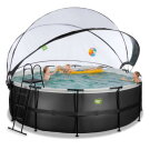 EXIT Black Leather pool &oslash;427x122cm with sand filter pump and dome and accessory set - black