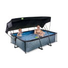 EXIT Stone pool 220x150x65cm with filter pump and canopy - grey