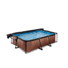 EXIT Wood pool 220x150x65cm with filter pump and canopy - brown