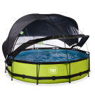 EXIT Lime pool &oslash;360x76cm with filter pump and dome and canopy - green