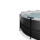 EXIT Black Leather pool &oslash;427x122cm with sand filter pump and dome and accessory set - black