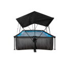 EXIT Black Wood pool 220x150x65cm with filter pump and canopy - black