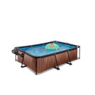 EXIT Wood pool 220x150x65cm with filter pump and dome - brown
