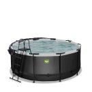 EXIT Black Leather pool ø360x122cm with sand filter pump and dome and accessory set - black