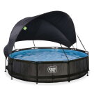 EXIT Black Wood pool ø360x76cm with filter pump and canopy - black